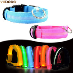 Nylon LED Pet Dog Collar,Night Safety Flashing Glow In The Dark Dog Leash,Dogs Luminous Fluorescent Collars Pet Supplies - Mrdogcollar