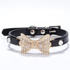 Image of Rhinestone Dog Collars Small Dogs Bling Crystal Bow PU Leather Pet Collar Puppy Cats Necklace Dog Harness Leash Dog Accessories - Mrdogcollar