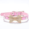 Image of Rhinestone Dog Collars Small Dogs Bling Crystal Bow PU Leather Pet Collar Puppy Cats Necklace Dog Harness Leash Dog Accessories - Mrdogcollar