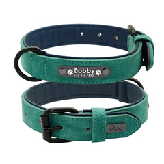 Leather Dog Collar Leash Set Personalized Customized