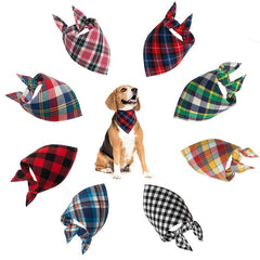 Pet Dog Bandana Plaid Kerchief Bow Tie - Mrdogcollar